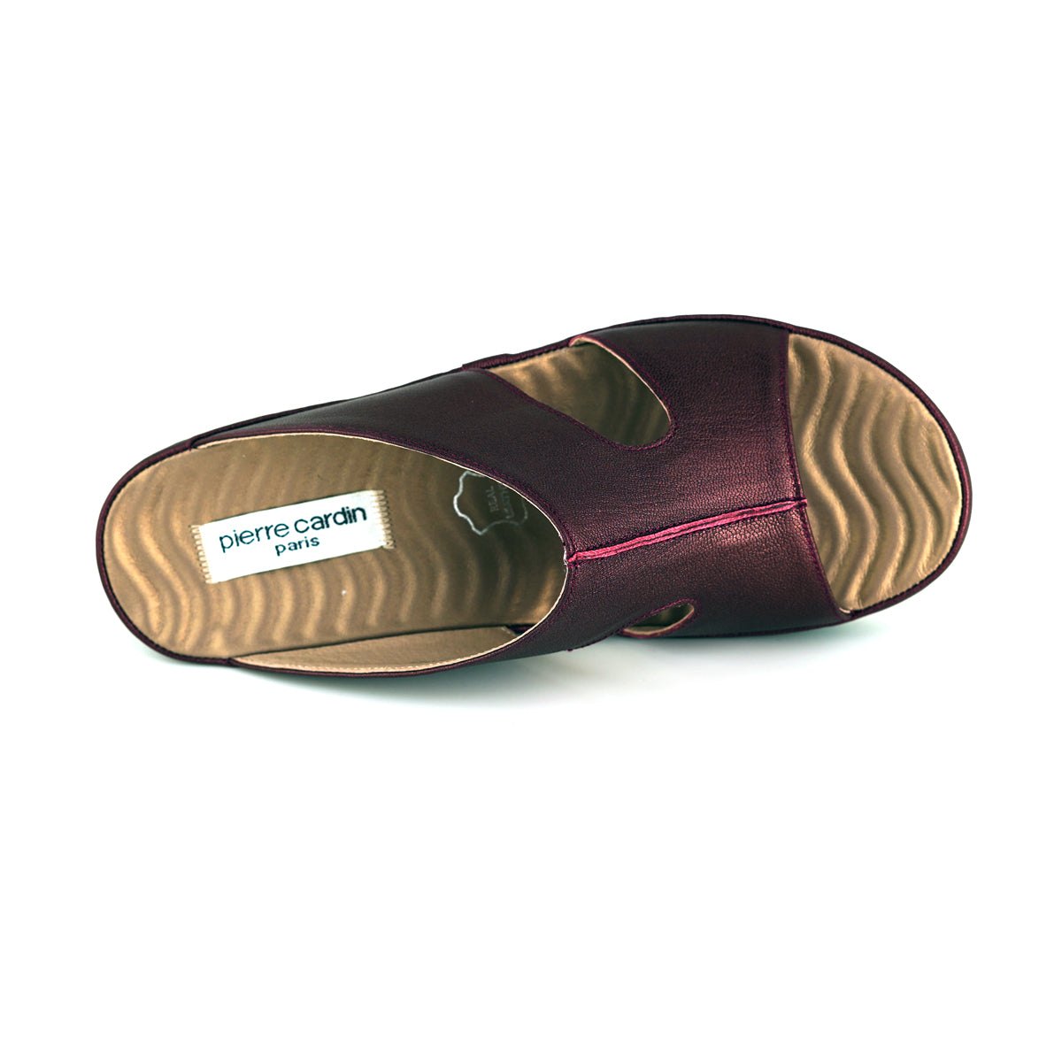 Pierre Cardin รองเท้าแตะผู้หญิง หนังแท้ นุ่มสบาย ทรงสวม/มีหู สี น้ำตาลอ่อน รุ่น 21SS244