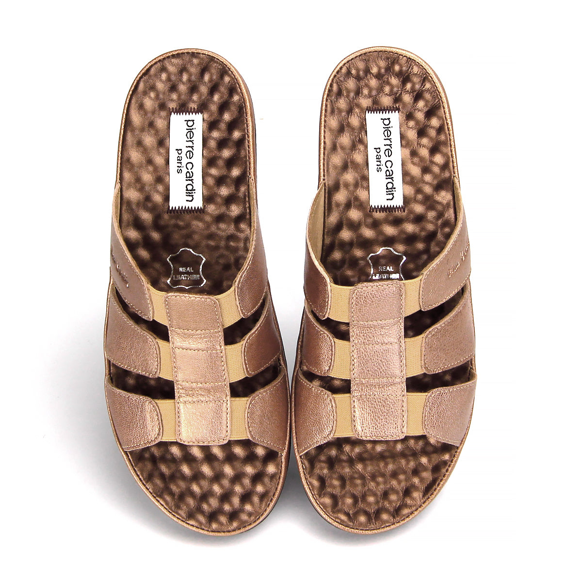 Pierre Cardin รองเท้าแตะหนังแท้ ทรงสวม สีแดงเบอร์รี่ ไซส์ 36–42 รุ่น 21SS245