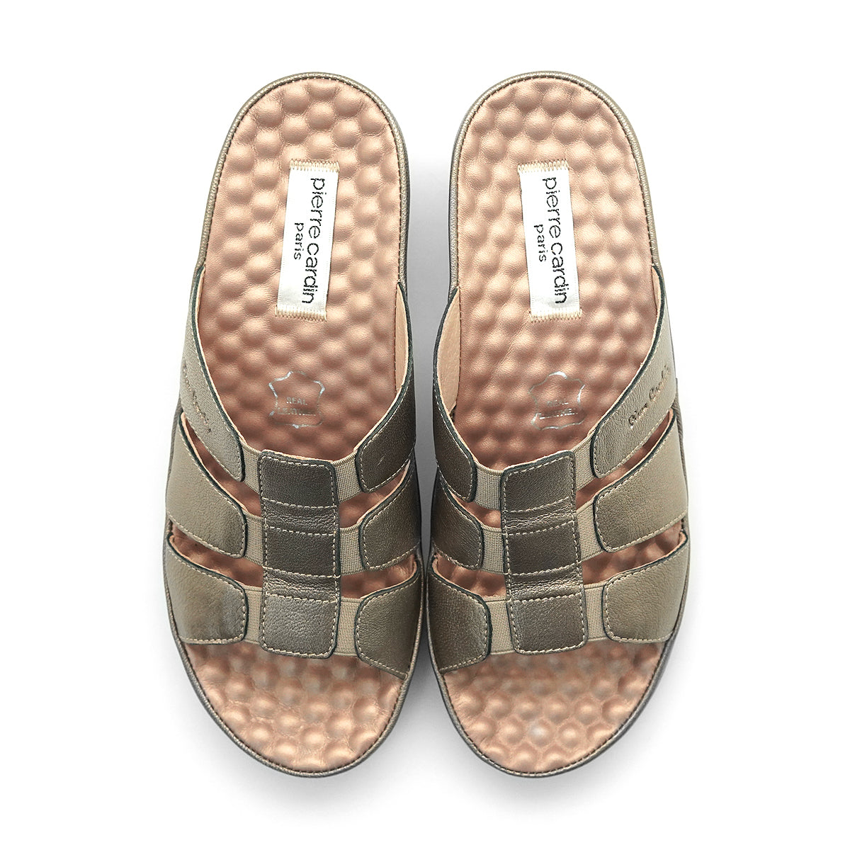 Pierre Cardin รองเท้าแตะหนังแท้ ทรงสวม สีแดงเบอร์รี่ ไซส์ 36–42 รุ่น 21SS245