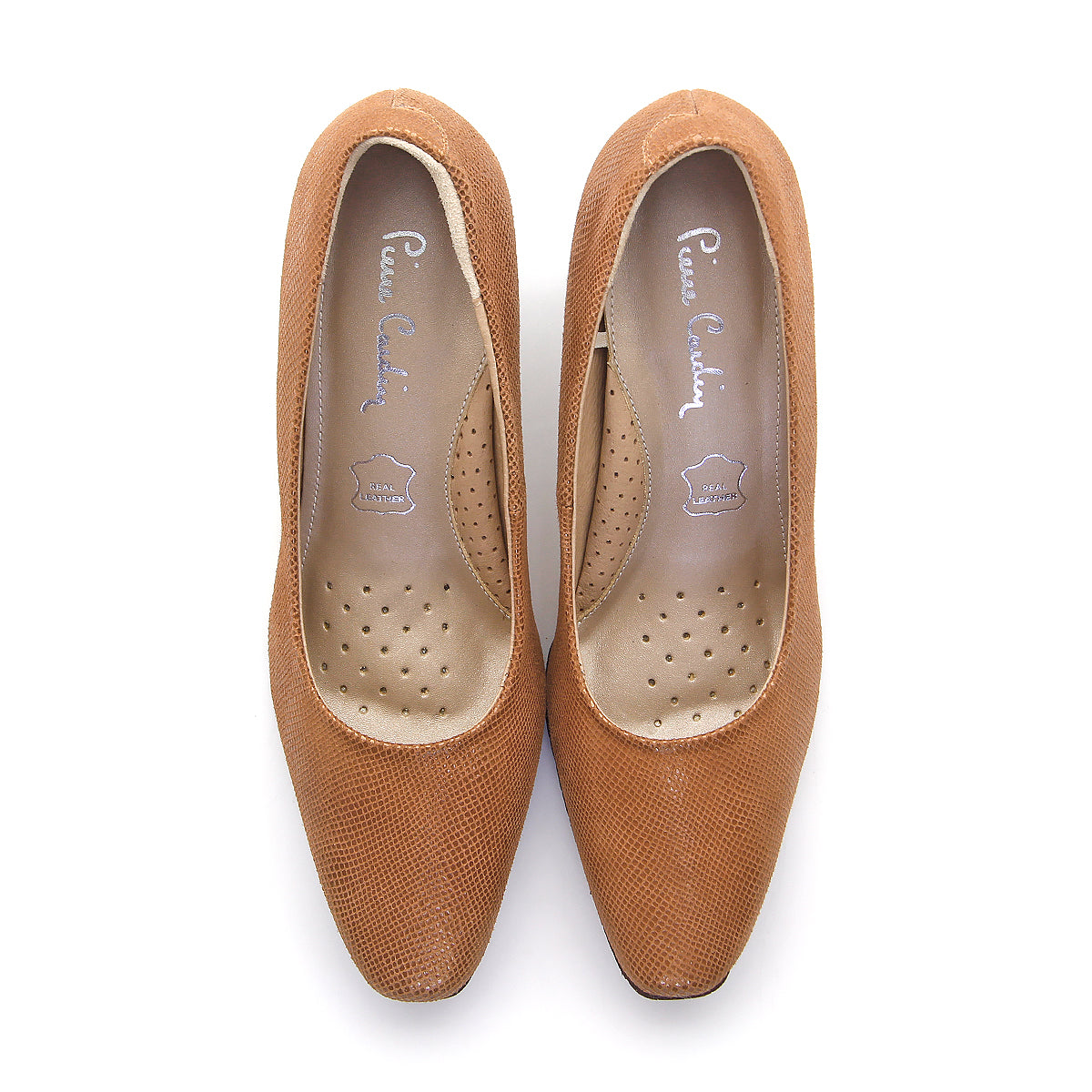 Pierre Cardin รองเท้าผู้หญิง รองเท้าส้นสูง รองเท้าส้นสูงทรง Pump นุ่มสบาย ผลิตจากหนังแท้ สีบรอนซ์ทอง ไซส์ | High-heels Shoes - 23WD315