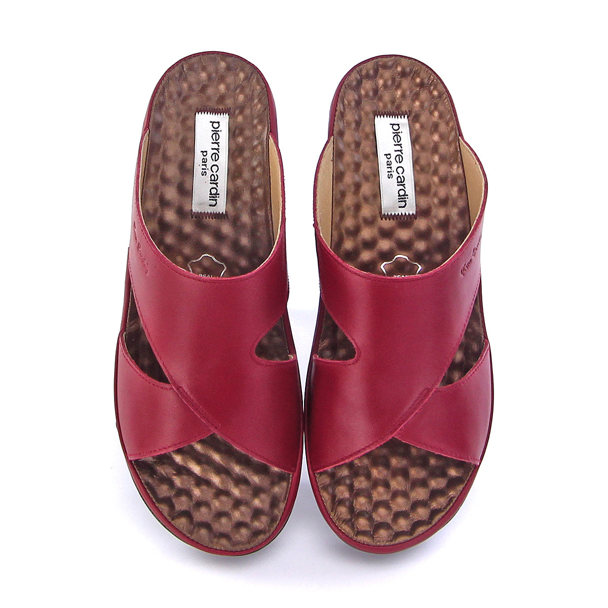 Pierre Cardin รองเท้าแตะผู้หญิง หนังแท้ นุ่มสบาย ทรงสวม/มีหู สีขาว รุ่น 26SS409