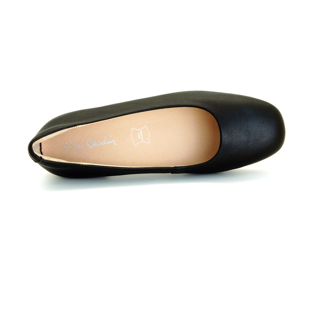 Pierre Cardin รองเท้าผู้หญิง รองเท้าส้นแบน รองเท้าหนังหุ้มส้น นุ่มสบาย ผลิตจากหนังแท้ สีดำ รุ่น 52AD146