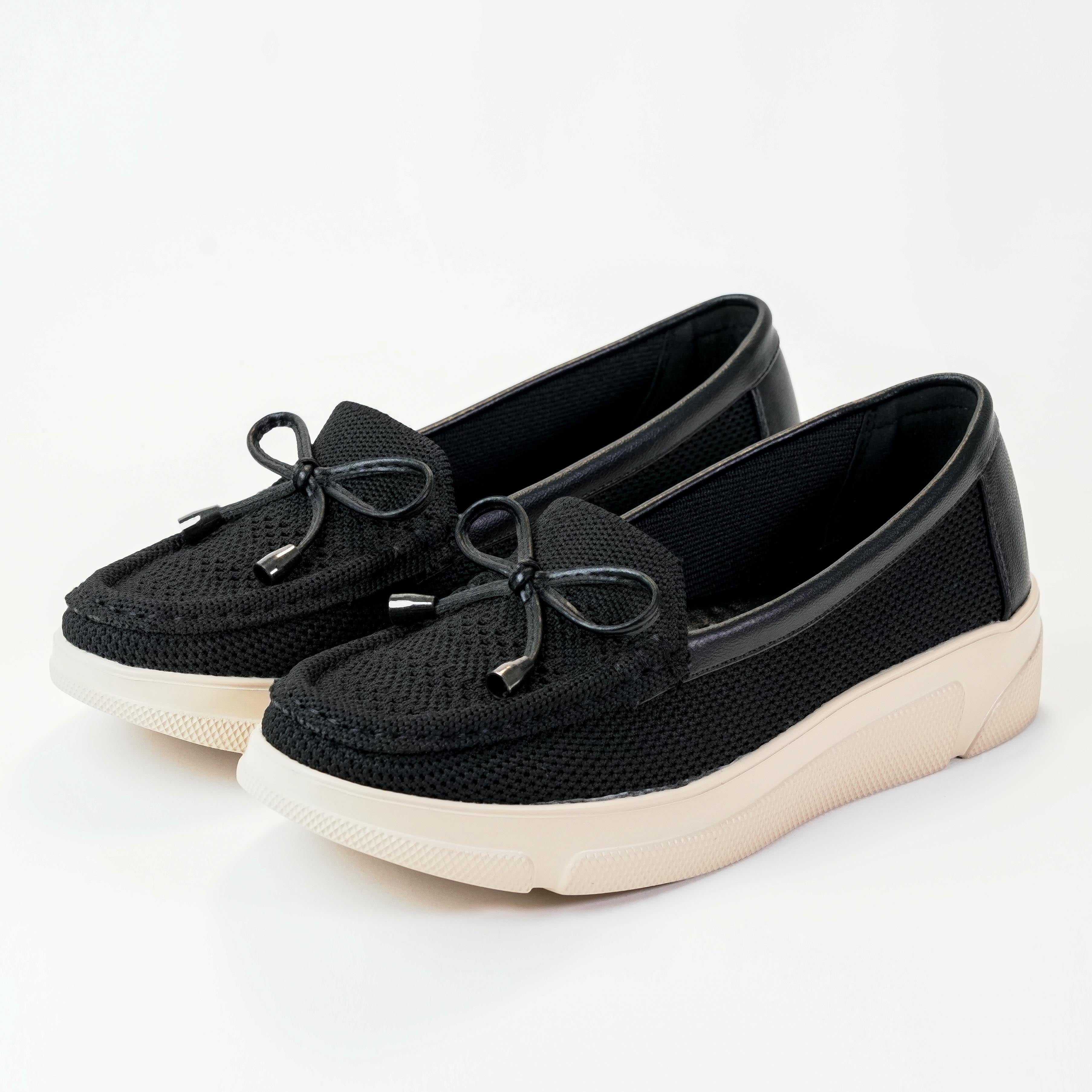 รองเท้า Loafer ผู้หญิง Pierre Cardin ผ้า Knit ผสมหนังสังเคราะห์ น้ำหนักเบา ระบายอากาศดี ใส่สบาย สไตล์โมเดิร์น – Women Shoes 55VD181