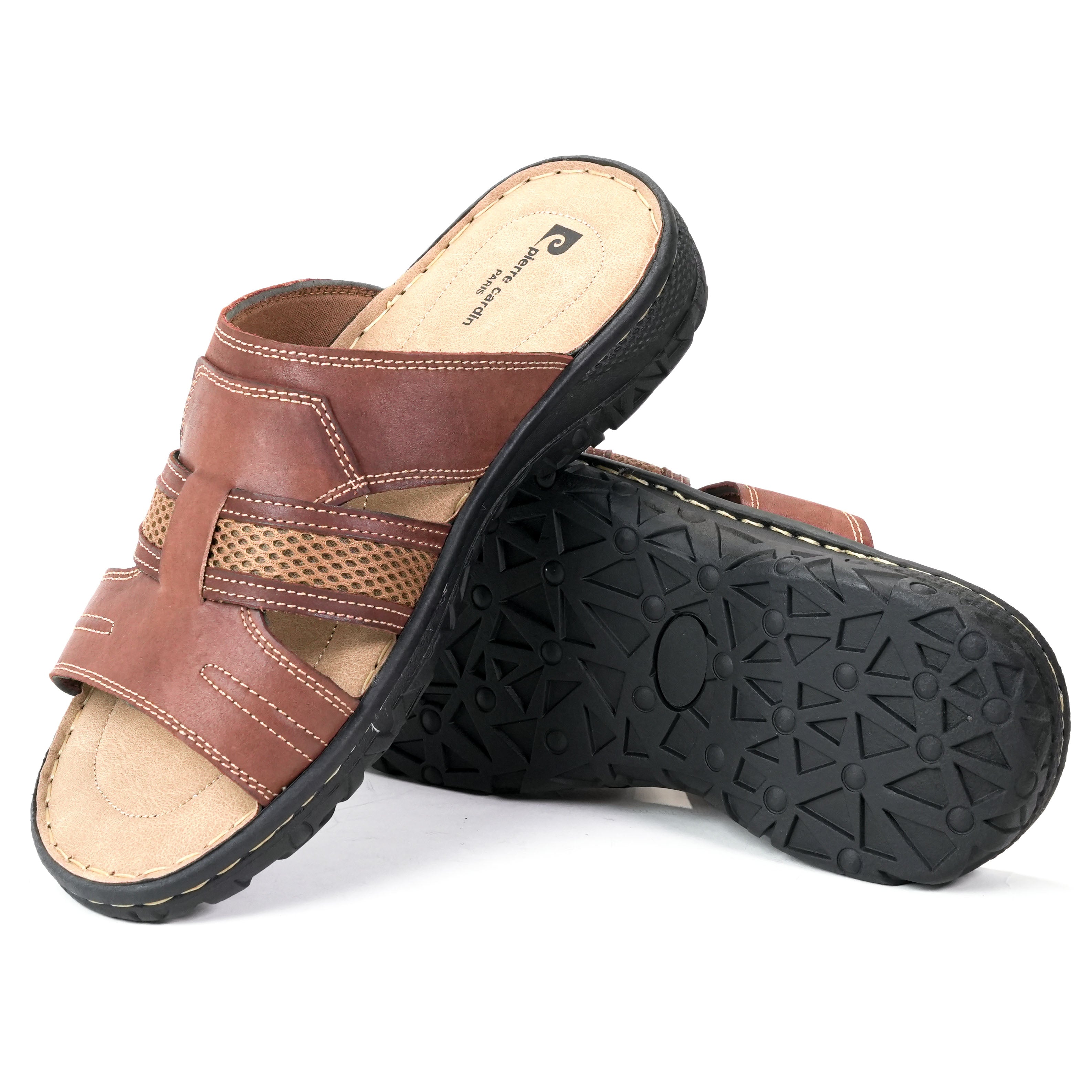 รองเท้า Sandal ผู้ชาย Pierre Cardin หนังแท้ ผสมตาข่าย ระบายอากาศดี ใส่สบาย ทนทาน – Men Shoes 75VS193