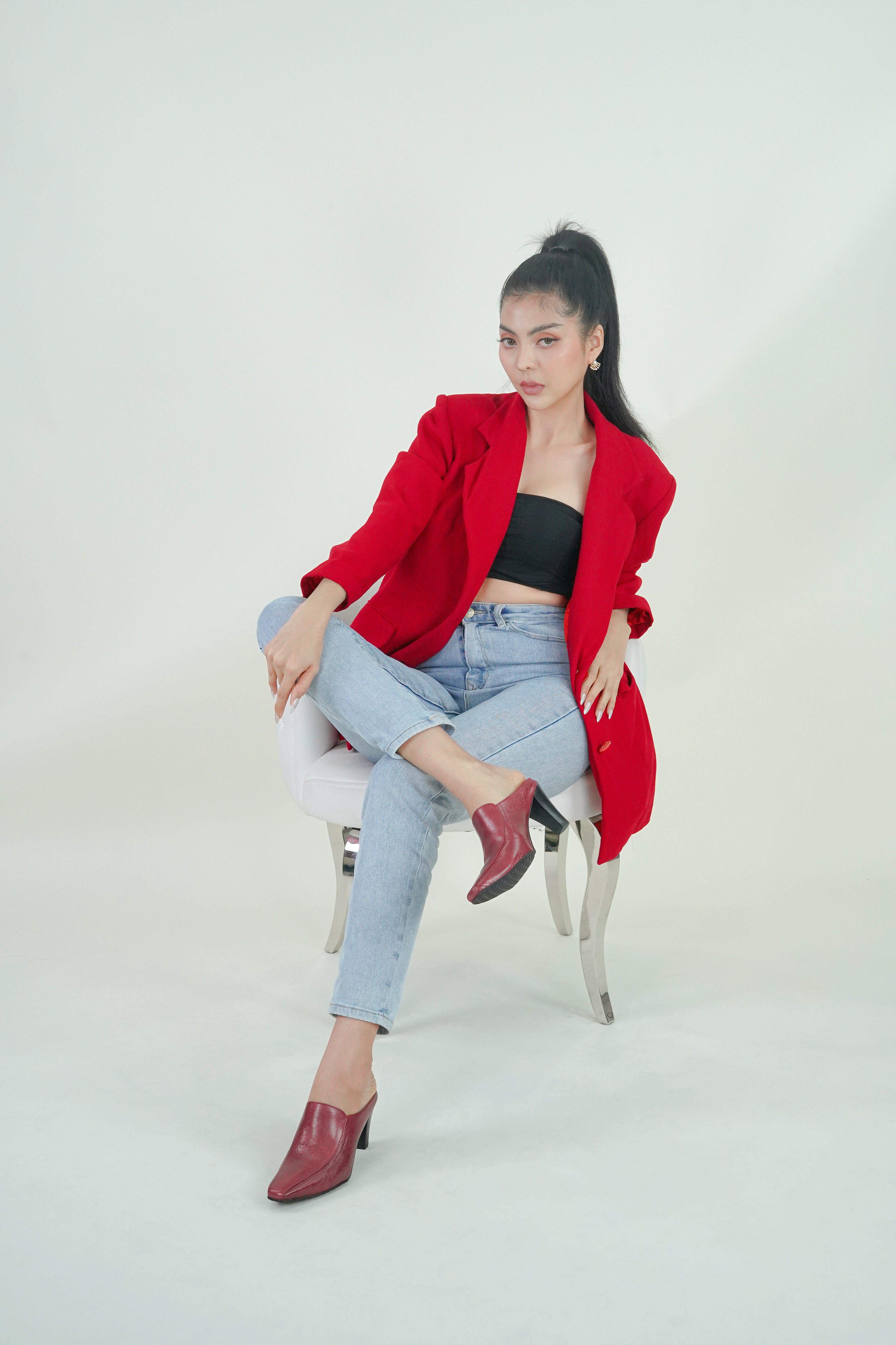 Pierre Cardin มิวส์ส้นสูงสีแดง รุ่น 23SC302