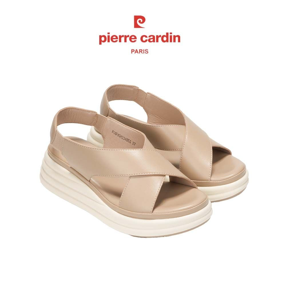 รองเท้าแซนดัลผู้หญิง Pierre Cardin หนังนุ่ม สายรัดหลัง ส้นสูง 6 ซม. เบาและสบาย รุ่น 257