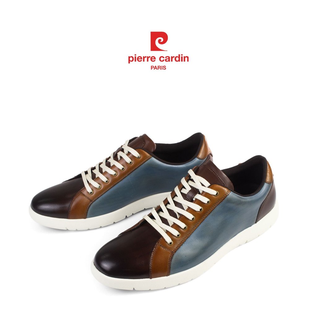 รองเท้าแฟชั่น Pierre Cardin ฝรั่งเศส หนังวัวพรีเมียม ดีไซน์ผสมสีโดดเด่น พื้นยาง รุ่น 790