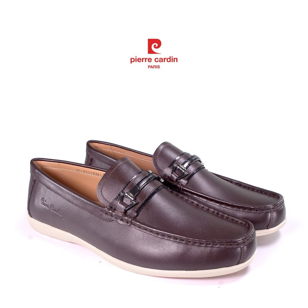 รองเท้าหนังสลิปออนผู้ชาย Pierre Cardin หนังวัวเกรดพรีเมียม ดีไซน์โลโก้โลหะกันสนิม พื้นยางกันลื่น รุ่น 522