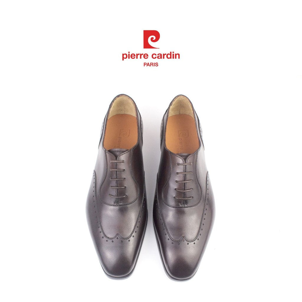รองเท้าหนังผู้ชาย Pierre Cardin ทรงเดอร์บี้ หนังวัวแท้ พื้นเย็บพรีเมียม ลายเจาะรูโบร๊ก รุ่น 364