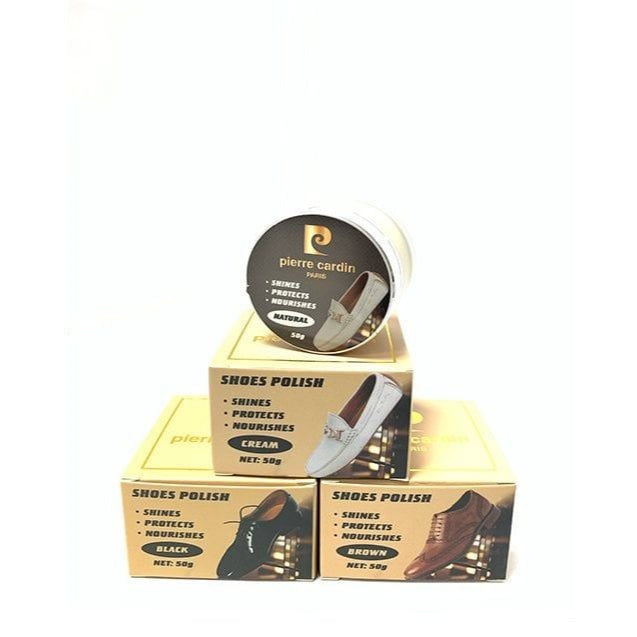 ครีมขัดรองเท้า Pierre Cardin จากฝรั่งเศส ช่วยทำให้ผิวหนังเงางาม แก้รอยแตกและรอยย่น สำหรับรองเท้าหนังสุภาพบุรุษ ขนาด 45 ก