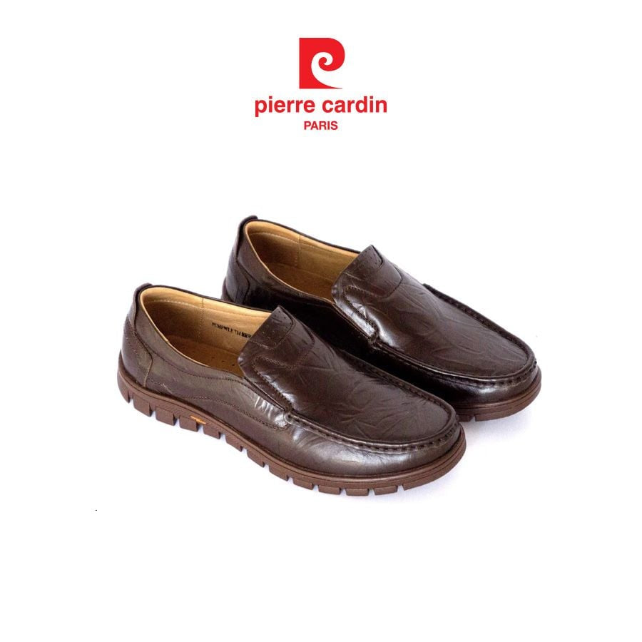 รองเท้าสลิปออนผู้ชาย Pierre Cardin หนังวัวแท้พรีเมียม ดีไซน์ทันสมัย สวมใส่สบาย มีหลายสีให้เลือก รุ่น 714