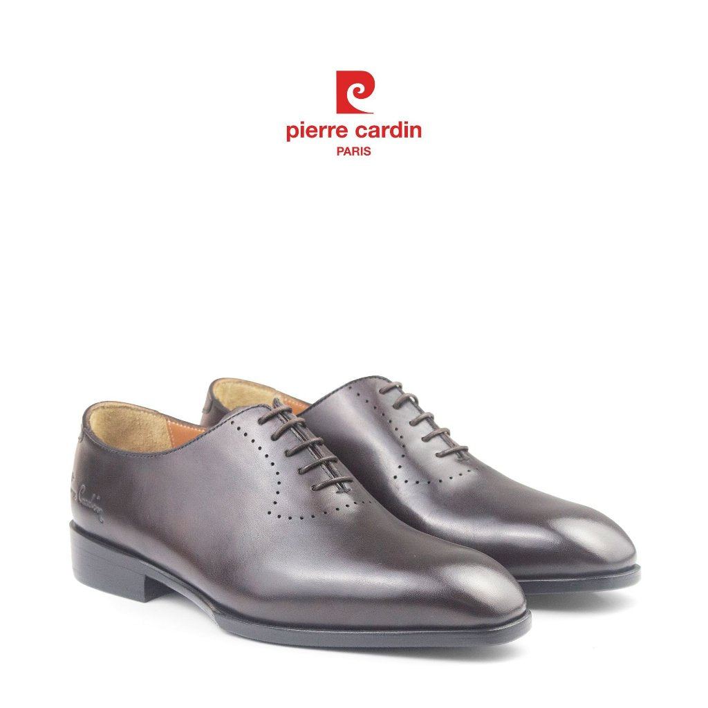 รองเท้าหนังผู้ชาย Pierre Cardin ทรง Wholecut Oxford หนังวัวแท้ พื้นเย็บหนังทำมือ ดีไซน์ขัดเงาหรูหรา รุ่น 365