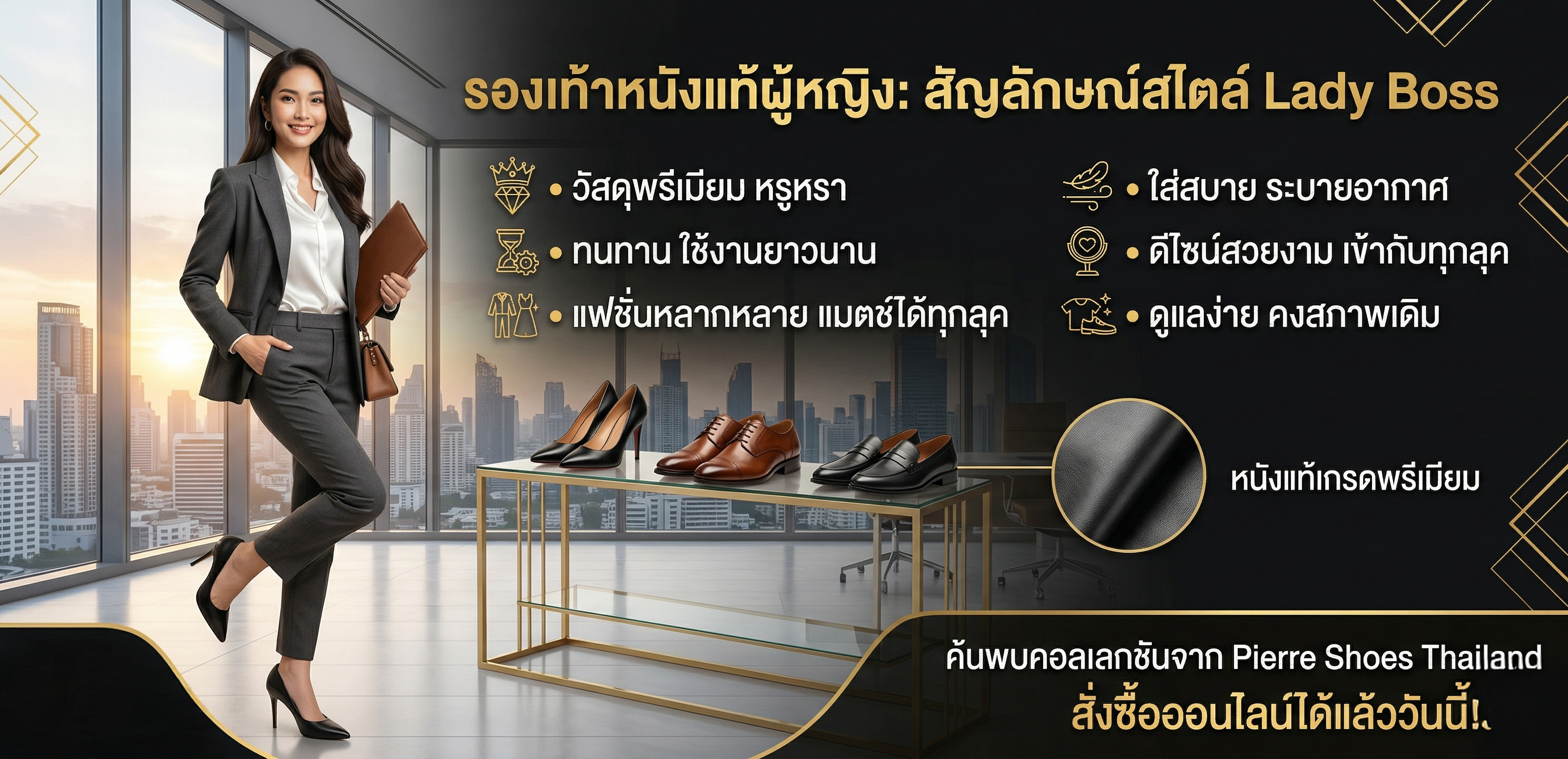 รองเท้าหนังแท้ผู้หญิง – นิยามแห่งสไตล์ Lady Boss ที่หรูหรา