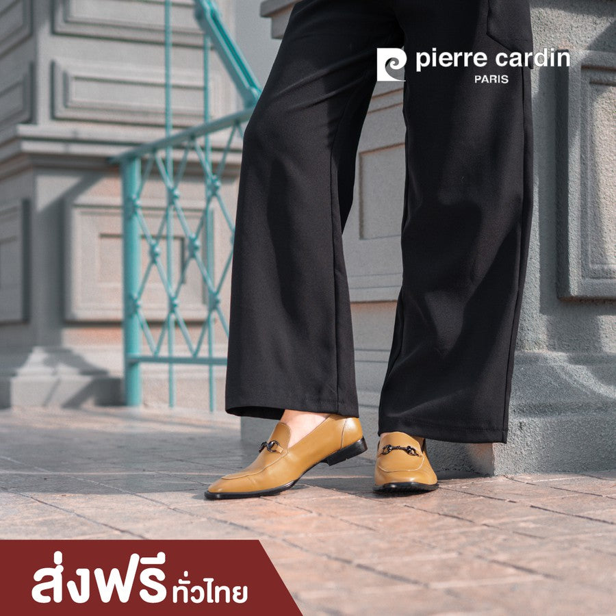 Pierre Cardin รองเท้าคัทชูผู้หญิง ส้นแบน ผลิตจากหนังแท้ สีน้ำตาลอ่อน รุ่น 30TC113