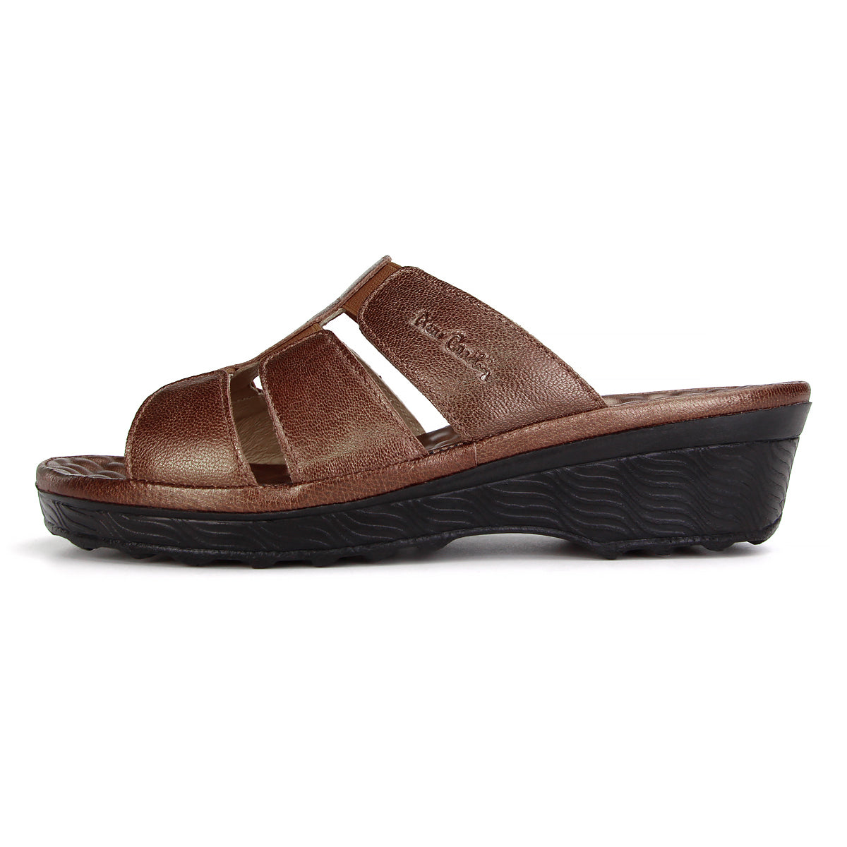 Pierre Cardin รองเท้าแตะหนังแท้ ทรงสวม สีแดงเบอร์รี่ ไซส์ 36–42 รุ่น 21SS245