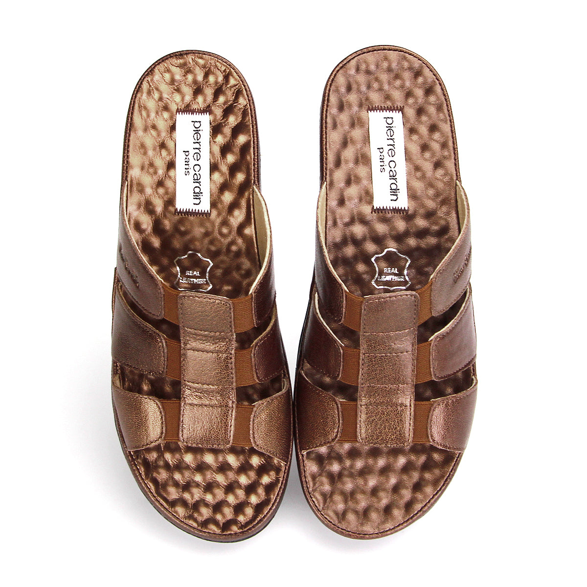 Pierre Cardin รองเท้าแตะหนังแท้ ทรงสวม สีแดงเบอร์รี่ ไซส์ 36–42 รุ่น 21SS245