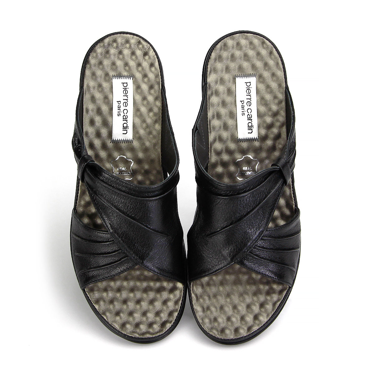 Pierre Cardin รองเท้าแตะผู้หญิง เพื่อสุขภาพ นุ่มสบาย ผลิตจากหนังแท้ สีเทา รุ่น 23SS294