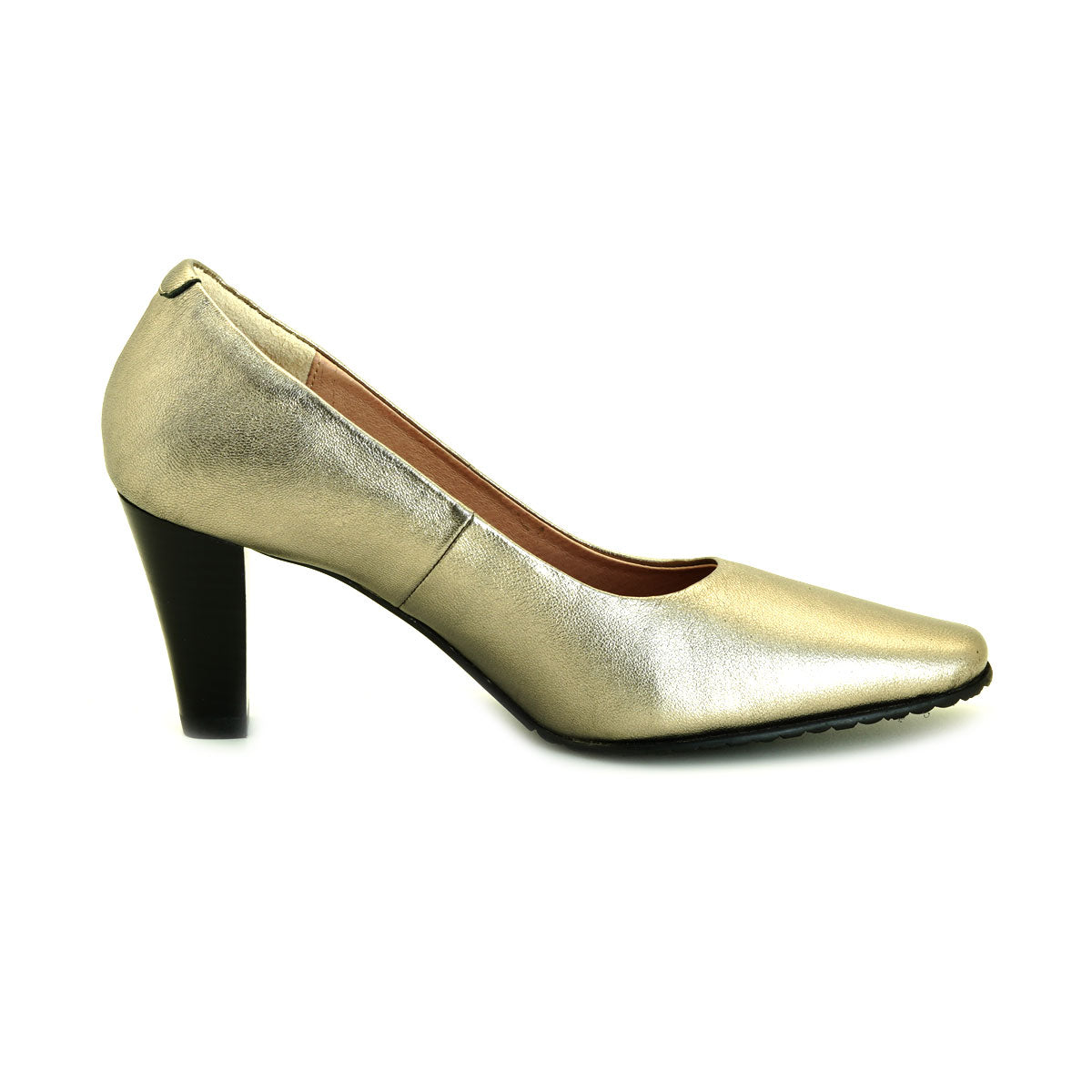 Pierre Cardin รองเท้าผู้หญิง รองเท้าส้นสูง รองเท้าส้นสูงทรง Pump นุ่มสบาย ผลิตจากหนังแท้ สีบรอนซ์ทอง ไซส์ 23WD314