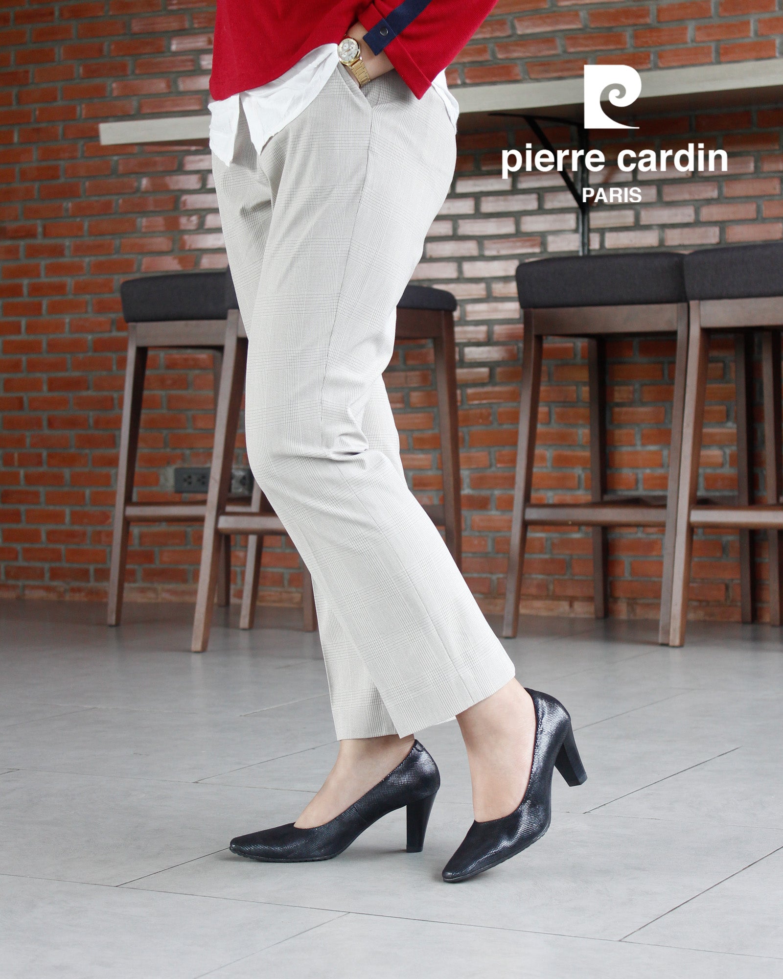 Pierre Cardin รองเท้าผู้หญิง รองเท้าส้นสูง รองเท้าส้นสูงทรง Pump นุ่มสบาย ผลิตจากหนังแท้ สีบรอนซ์ทอง ไซส์ | High-heels Shoes - 23WD315