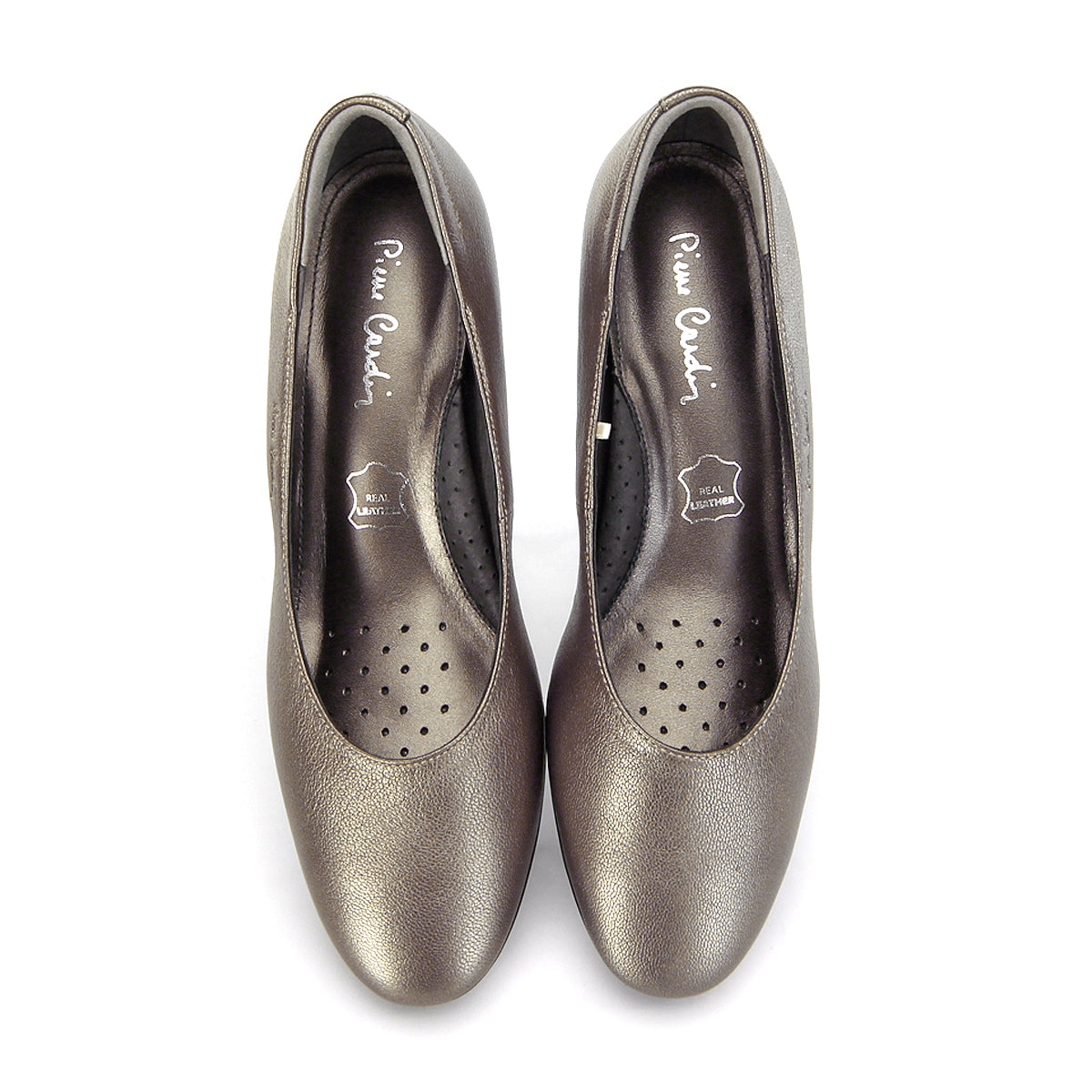 Pierre Cardin รองเท้าผู้หญิง รองเท้าส้นสูง นุ่มสบาย ผลิตจากหนังแท้ สีทอง รุ่น 26WD421