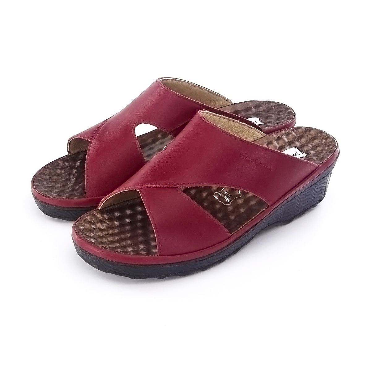 Pierre Cardin รองเท้าแตะผู้หญิง หนังแท้ นุ่มสบาย ทรงสวม/มีหู สีขาว รุ่น 26SS409