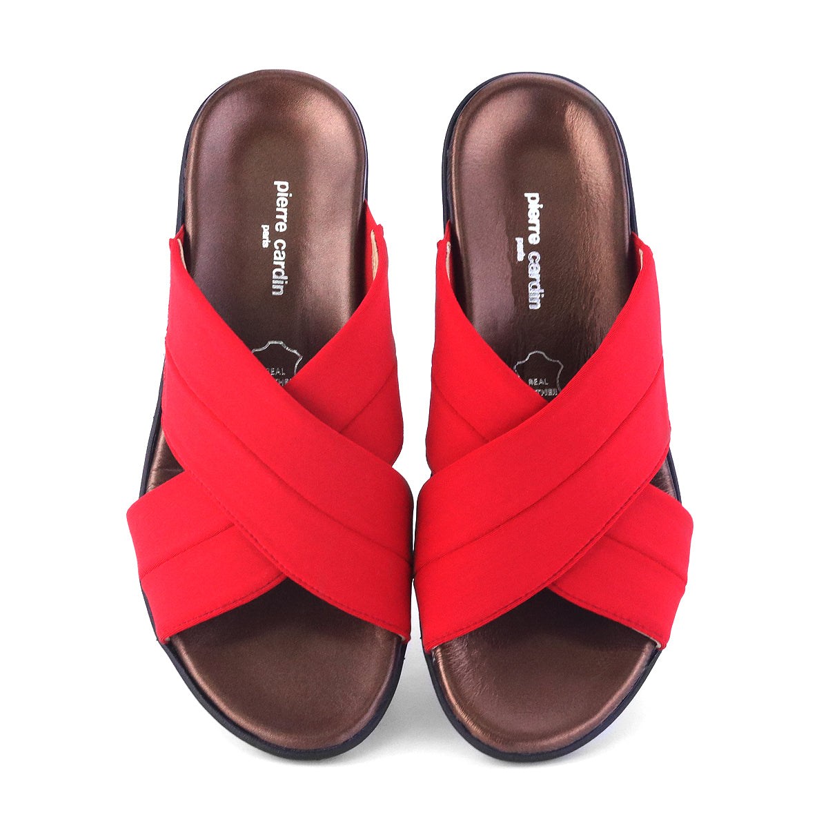 รองเท้าแตะผู้หญิง Pierre Cardin รองเท้าหนังแท้ ดีไซน์สายคาดไขว้ สวมใส่สบาย รุ่น 27SS437