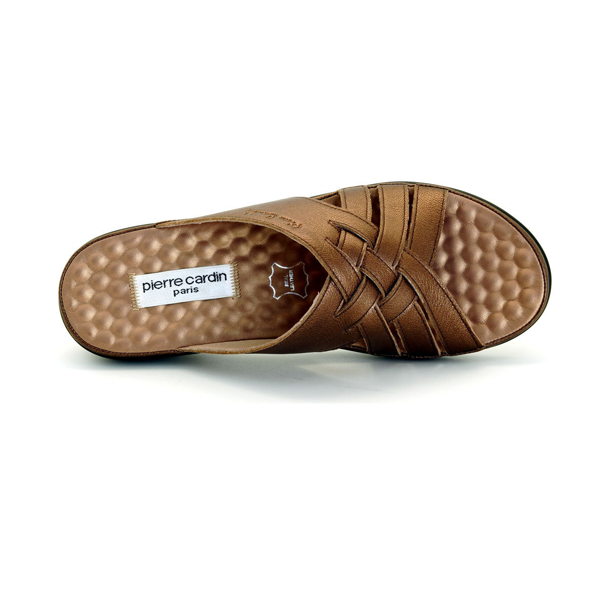 Pierre Cardin รองเท้าผู้หญิง รองเท้าแตะแบบลำลองหญิง รองเท้าส้นแบนแบบรัดส้น นุ่มสบาย ผลิตจากหนังแท้  ไซส์ 28SS158