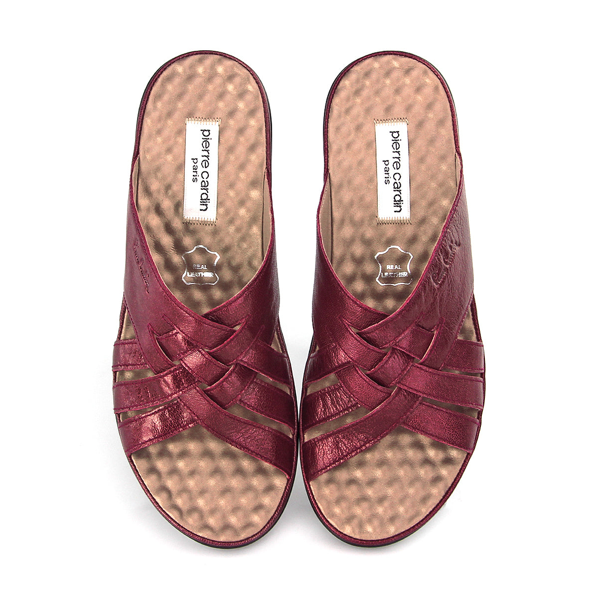 Pierre Cardin รองเท้าผู้หญิง รองเท้าแตะแบบลำลองหญิง รองเท้าส้นแบนแบบรัดส้น นุ่มสบาย ผลิตจากหนังแท้  ไซส์ 28SS158