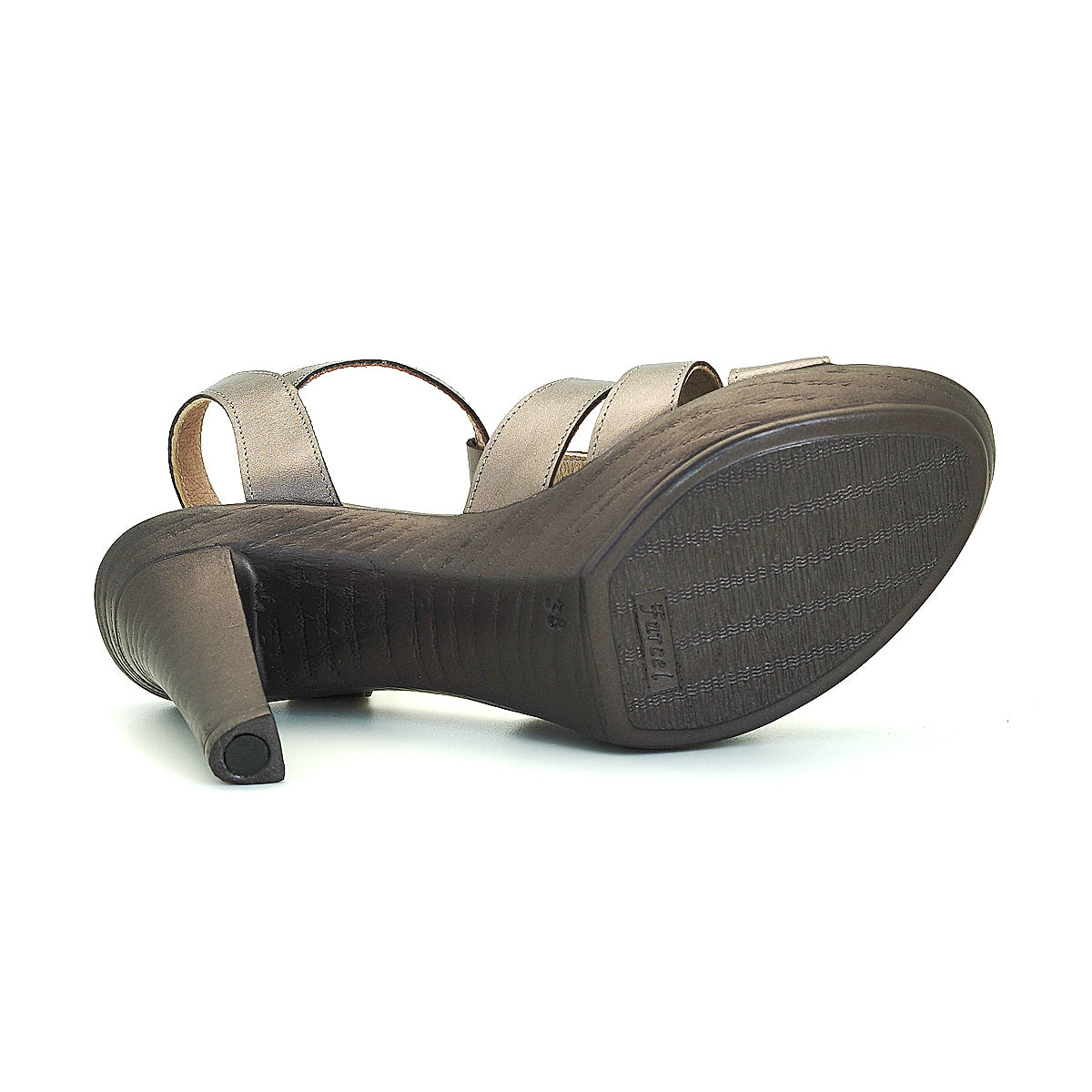 Pierre Cardin รองเท้าผู้หญิง รองเท้าส้นสูง รองเท้าส้นสูงแบบเปิดส้น นุ่มสบาย ผลิตจากหนังแท้ สีเมทัลลิคบรอนซ์ รุ่น 31PS805