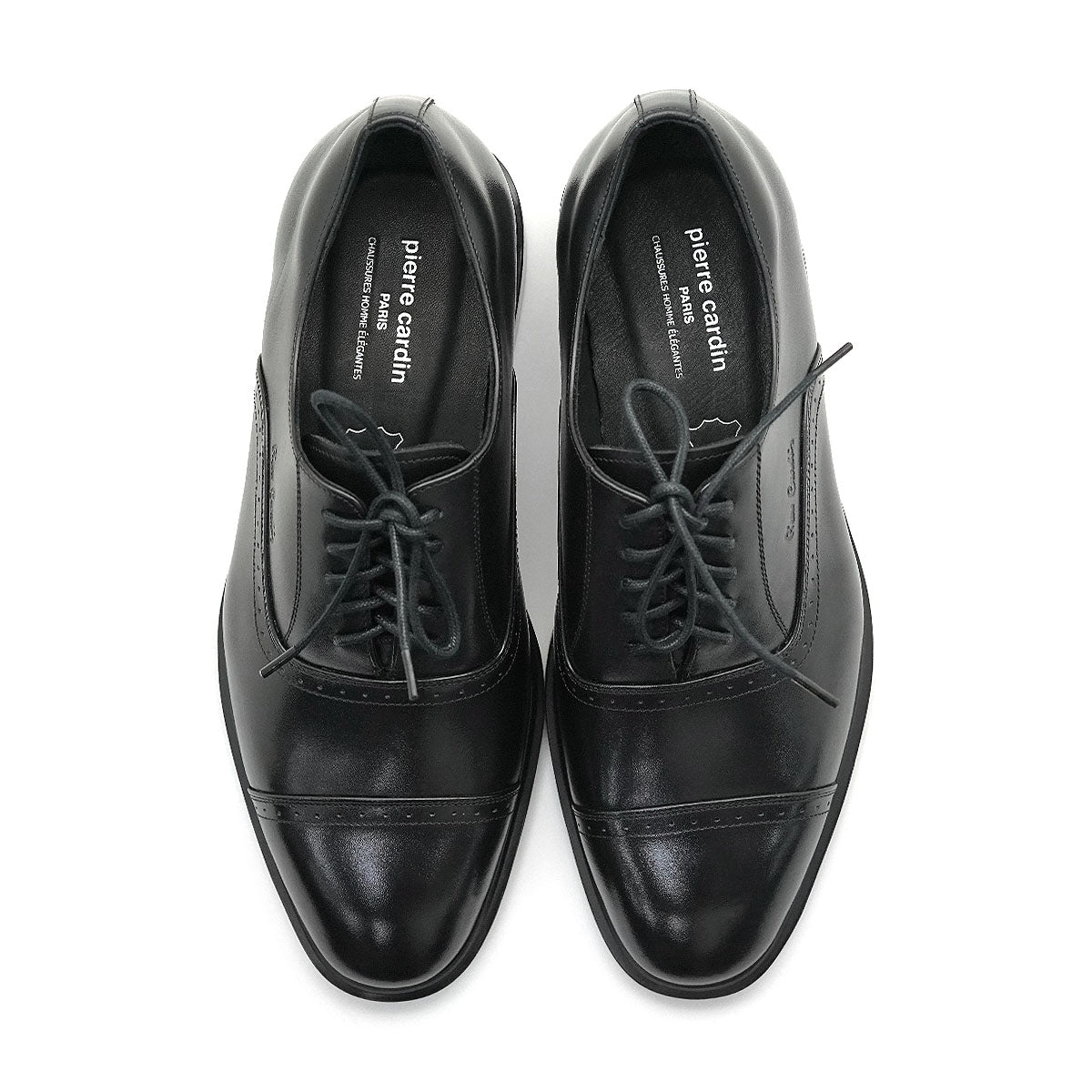 Pierre Cardin รองเท้าผู้ชาย รองเท้าหนังแบบผูกเชือก นุ่มสบาย ผลิตจากหนังแท้สีดำ รุ่น 80TD122