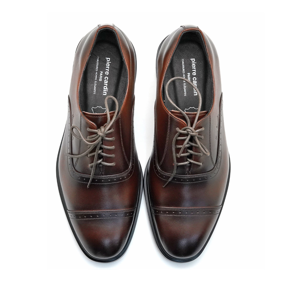 Pierre Cardin รองเท้าผู้ชาย รองเท้าหนังแบบผูกเชือก นุ่มสบาย ผลิตจากหนังแท้สีดำ รุ่น 80TD122