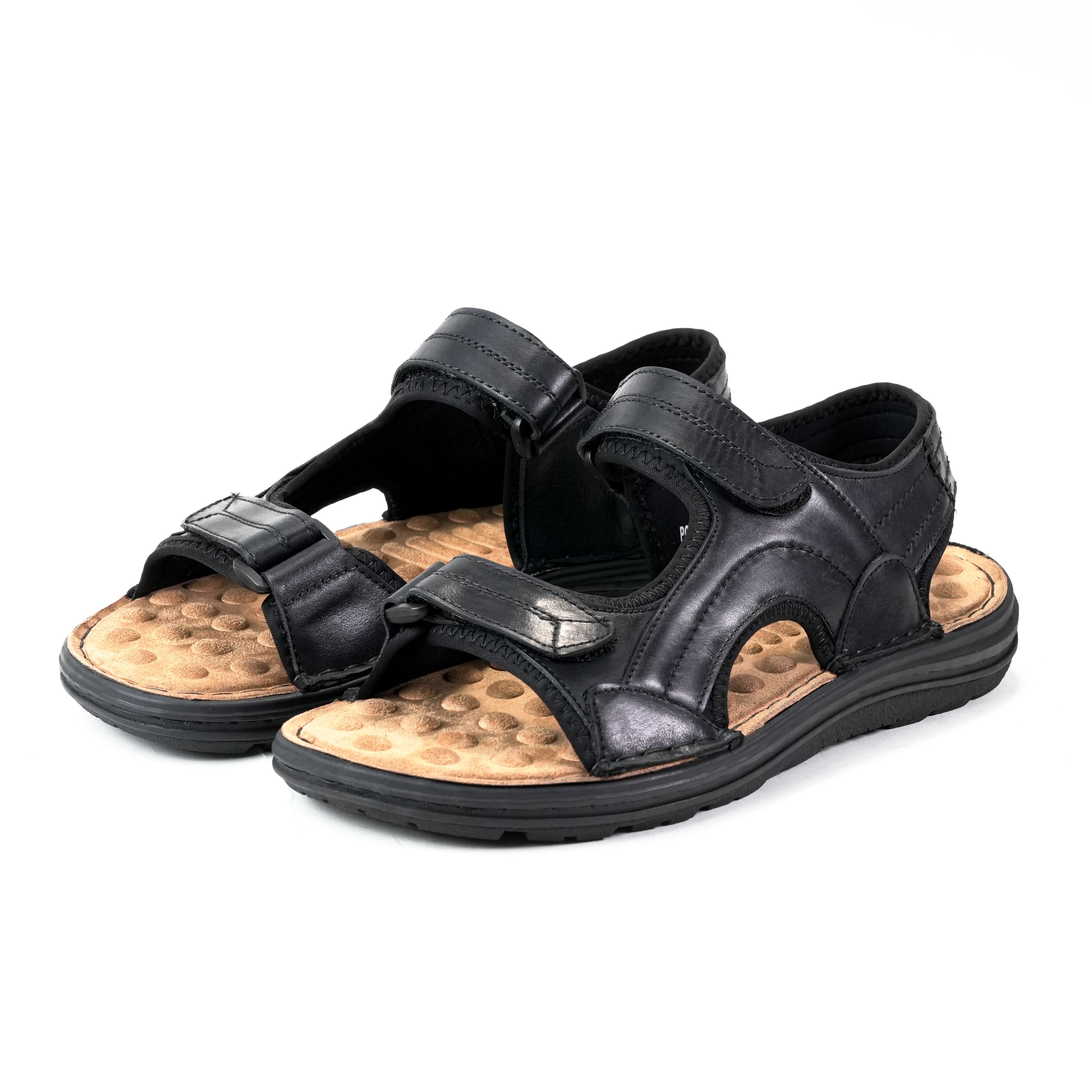 รองเท้า Sandal ผู้ชาย Pierre Cardin หนังแท้ สายปรับได้ แบบตีนตุ๊กแก พื้นนวด ใส่สบาย กันลื่น – Men Shoes 75VS194