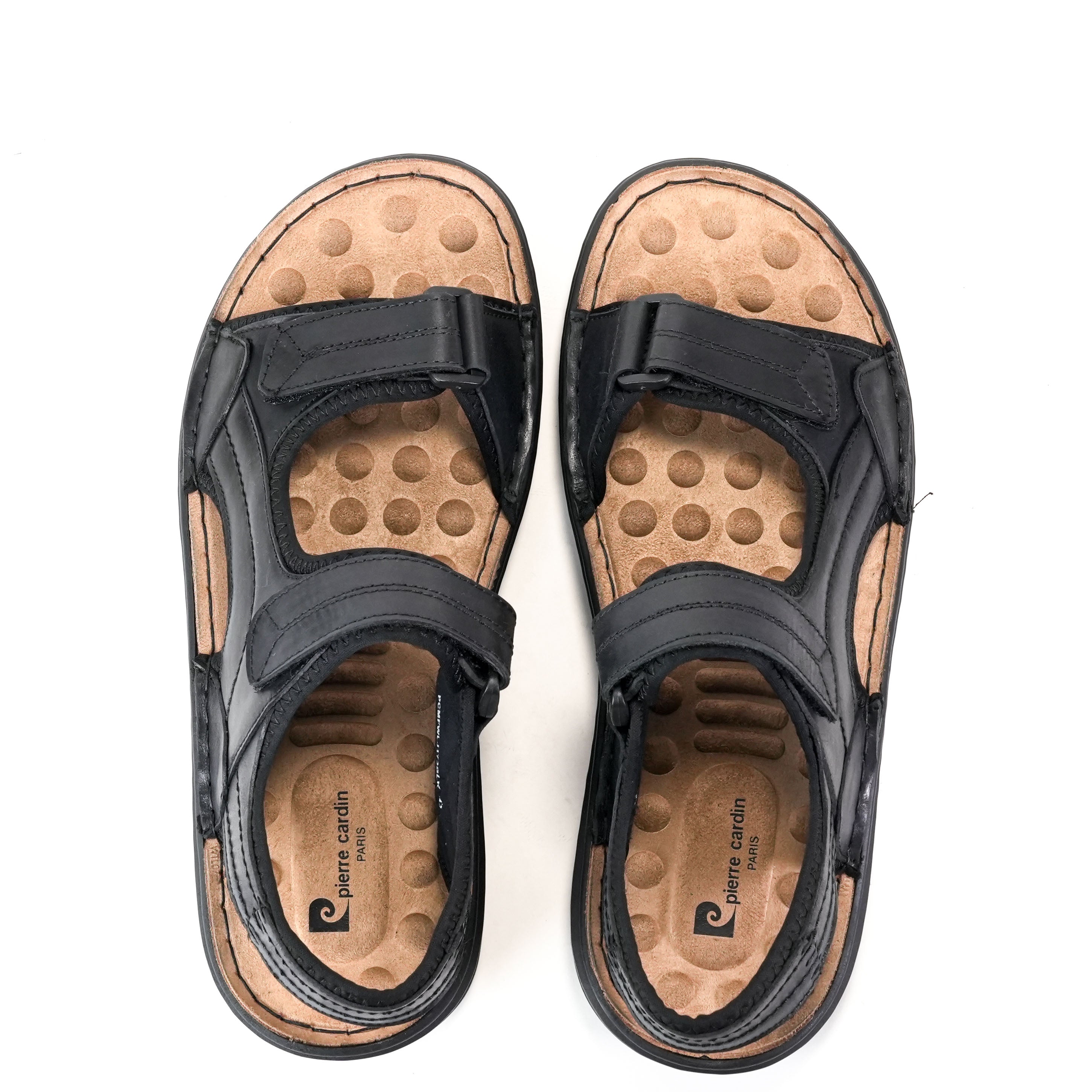 รองเท้า Sandal ผู้ชาย Pierre Cardin หนังแท้ สายปรับได้ แบบตีนตุ๊กแก พื้นนวด ใส่สบาย กันลื่น – Men Shoes 75VS194