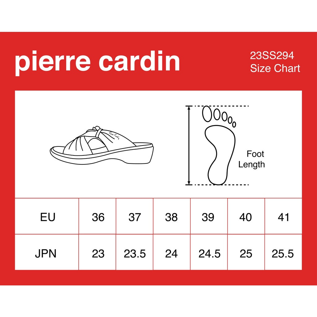 [Size 36 - 41] Pierre Cardin รองเท้าแตะผู้หญิง เพื่อสุขภาพ นุ่มสบาย ผลิตจากหนังแท้ สีเทา รุ่น 23SS294