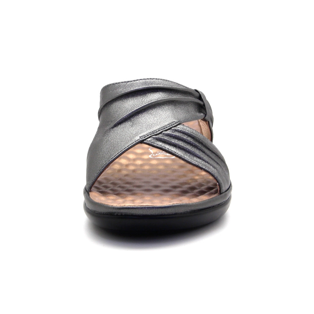 [Size 36 - 41] Pierre Cardin รองเท้าแตะผู้หญิง เพื่อสุขภาพ นุ่มสบาย ผลิตจากหนังแท้ สีเทา รุ่น 23SS294