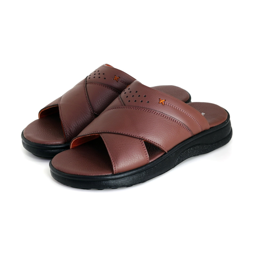 [Size 40 - 45] รองเท้าแตะผู้ชาย Pierre Cardin หนังแท้ พื้นยางกันลื่น ดีไซน์สายคาดไขว้ - รุ่น 84JS178