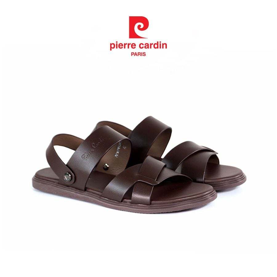 [ใหม่] รองเท้าแตะผู้ชาย Pierre Cardin ดีไซน์สายไขว้ พร้อมสายรัดหลัง หนังพรีเมียม พื้นยาง รุ่น 159