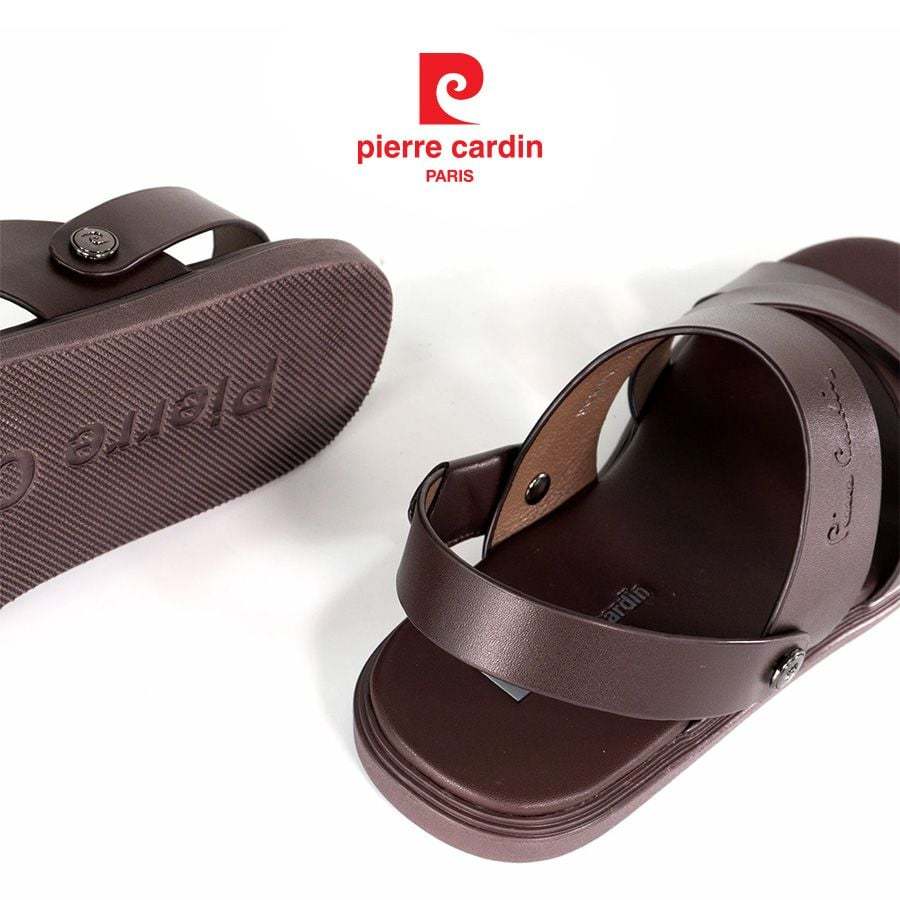 [ใหม่] รองเท้าแตะผู้ชาย Pierre Cardin ดีไซน์สายไขว้ พร้อมสายรัดหลัง หนังพรีเมียม พื้นยาง รุ่น 159