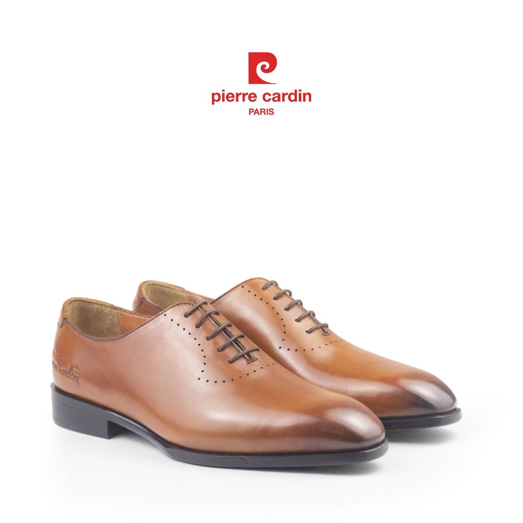 รองเท้าหนังผู้ชาย Pierre Cardin ทรง Wholecut Oxford หนังวัวแท้ พื้นเย็บหนังทำมือ ดีไซน์ขัดเงาหรูหรา รุ่น 365
