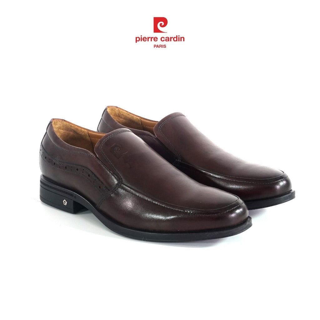 รองเท้าหนังผู้ชาย Pierre Cardin แบบ Loafer หนังวัวนัปป้าพรีเมียม พื้นหนังทำมือ ลายเจาะรู รุ่น 354