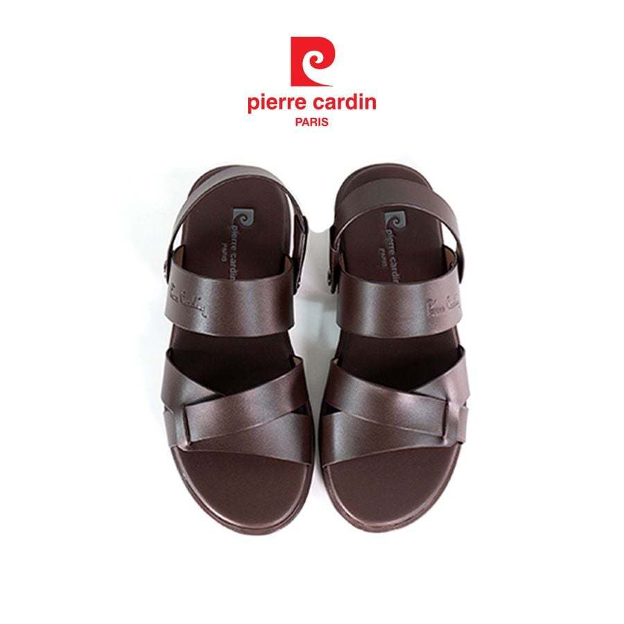 [ใหม่] รองเท้าแตะผู้ชาย Pierre Cardin ดีไซน์สายไขว้ พร้อมสายรัดหลัง หนังพรีเมียม พื้นยาง รุ่น 159