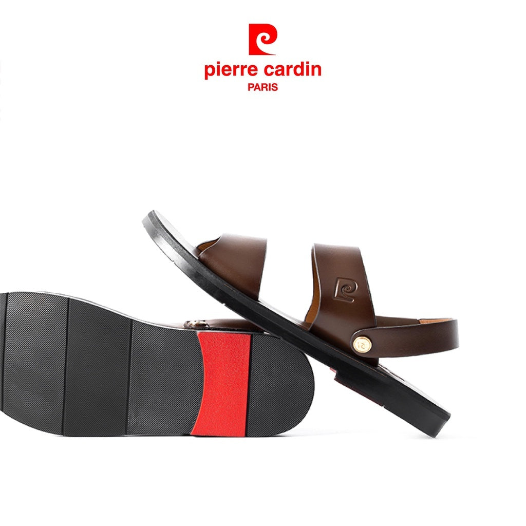 รองเท้าแตะผู้ชาย Pierre Cardin ฝรั่งเศส หนังวัวแท้พรีเมียม พื้นยางหล่อกันลื่น สายคาดกว้าง 137