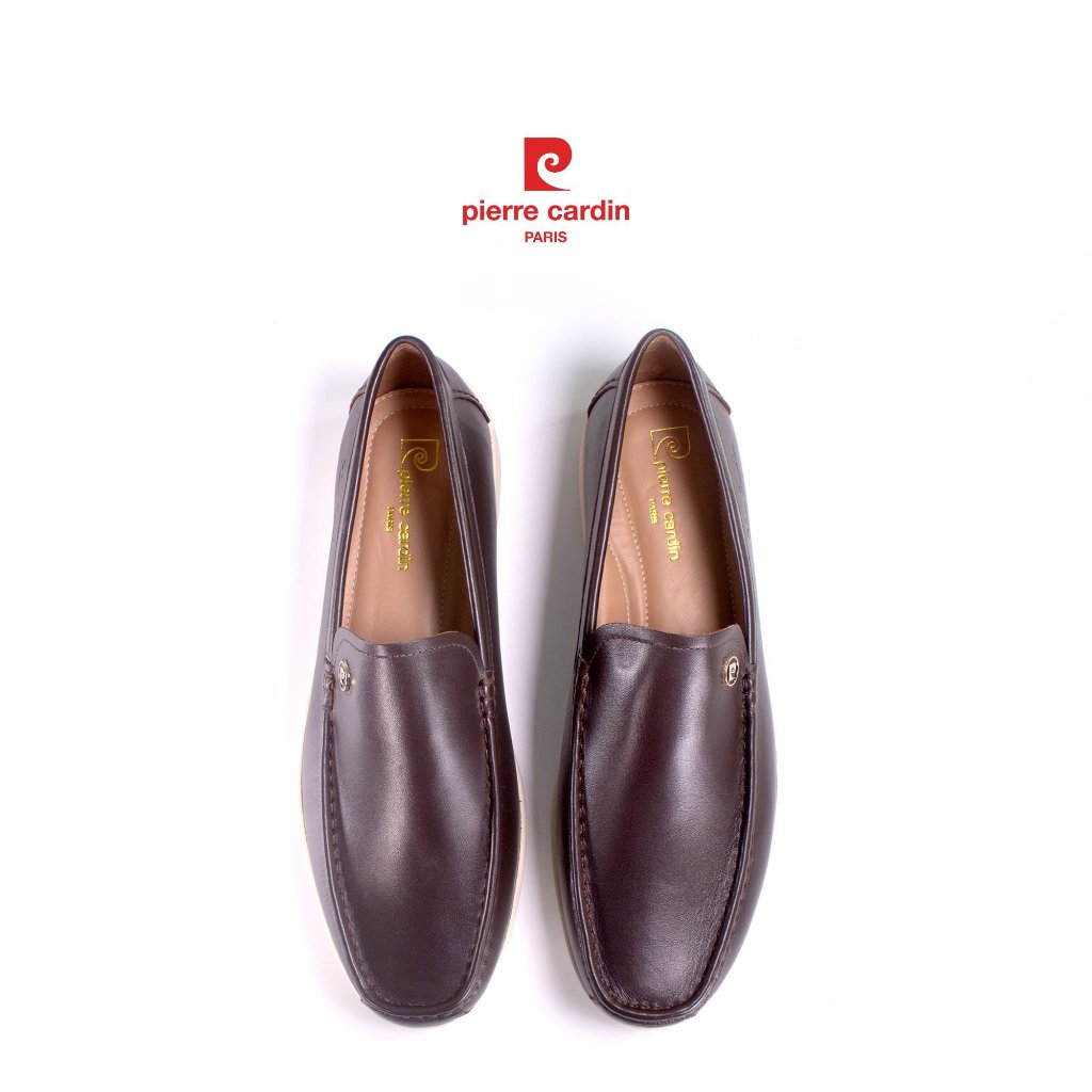 รองเท้าหนังสลิปออนผู้ชาย Pierre Cardin หนังวัวเกรดพรีเมียม ดีไซน์แฟชั่น พื้นยางกันลื่น รุ่น 523